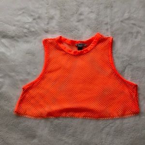 neon orange over shirt crop top